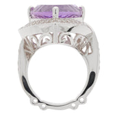 Sterling Silver Semi Mount Ring Setting Trillion TRI 14X14mm Double Halo - Syzjewelry